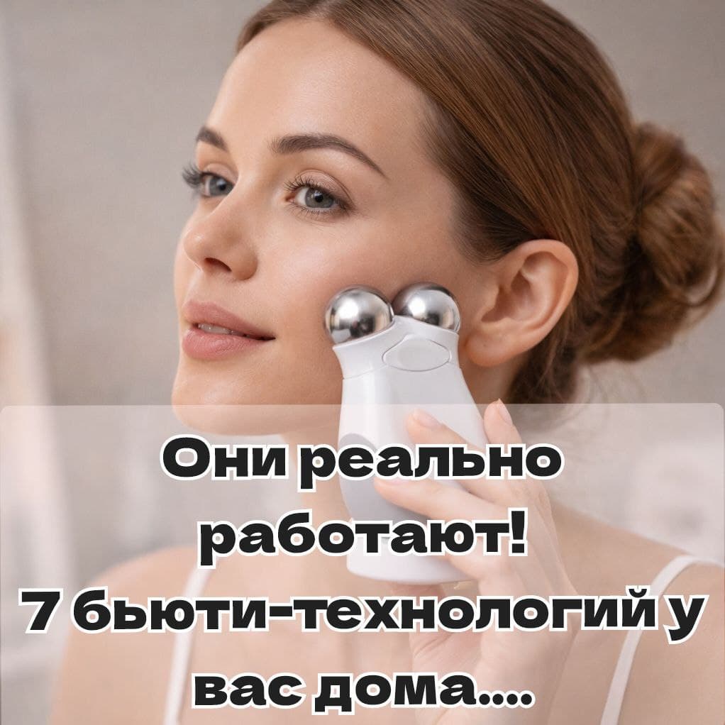 Девушка использует массажер для лица