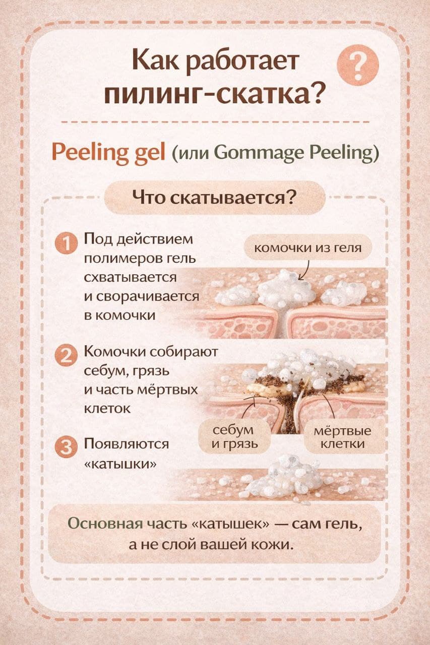 Схема, которая объясняет, как работает пилинг-скатка