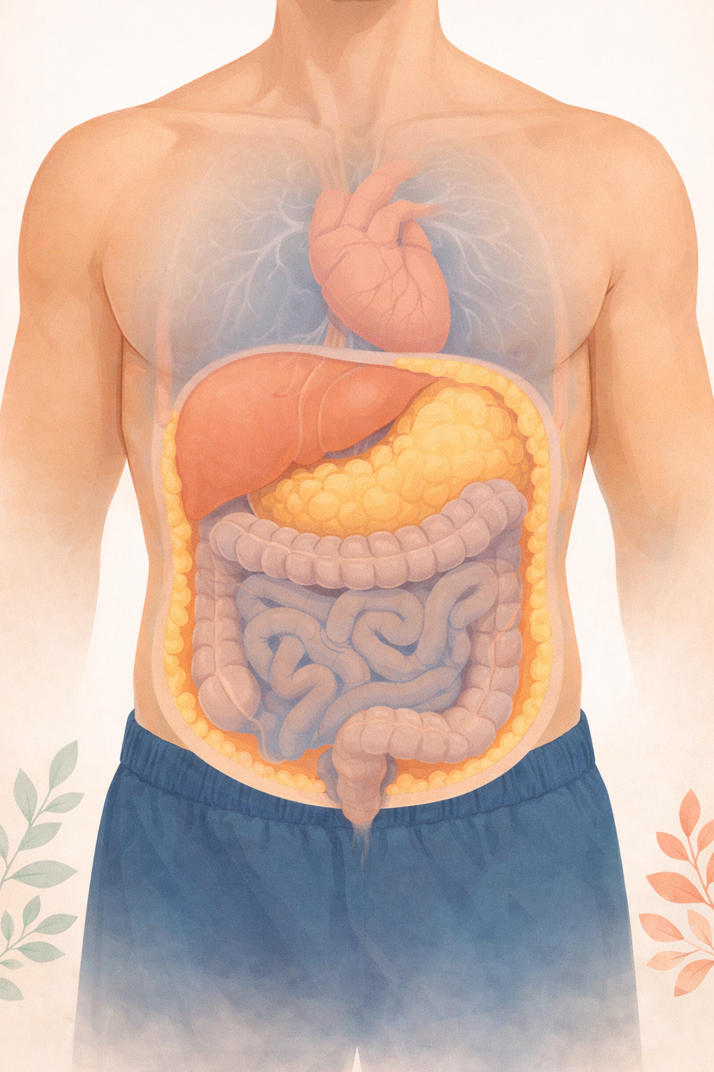 Visceral fat surrounding internal organs